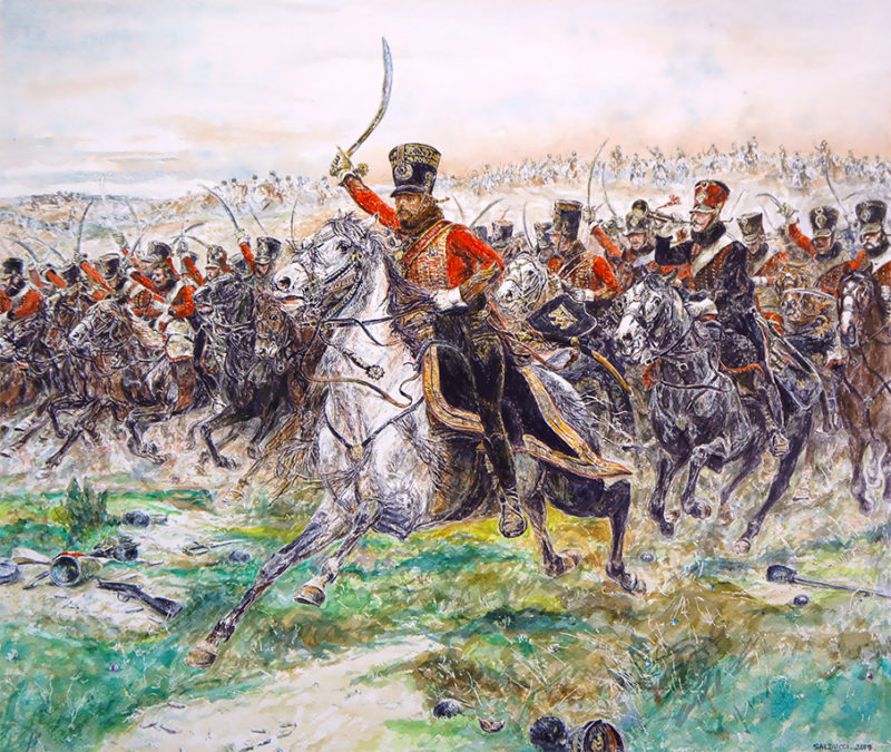 Aquarelle Hussards Soldat Napoléon